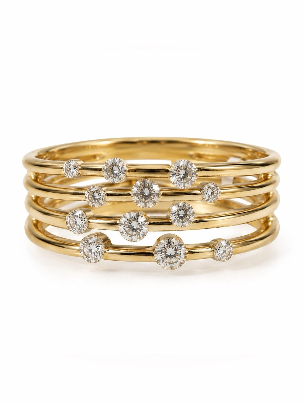 14K Solid Real Yellow Gold Multi Natural Diamond Ring 0.85ctw Size 7.5